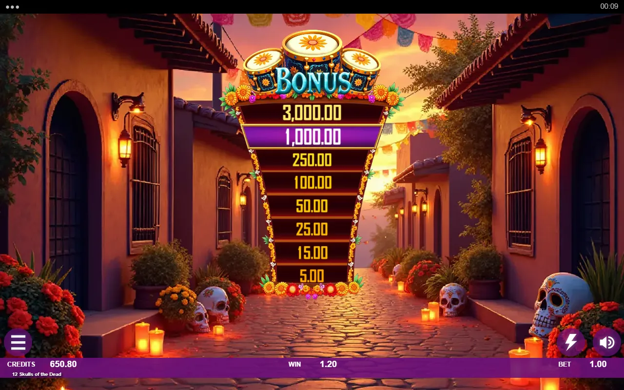 12 Skulls of the Dead Epic Strike Bonus prize tower from 5x to 3,000x with the selector moving