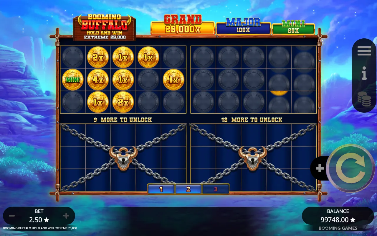 Hold and win round with the second grid unlocked above the first