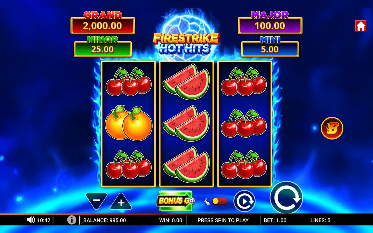 A reel of melons beside a reel of cherries with no line completed