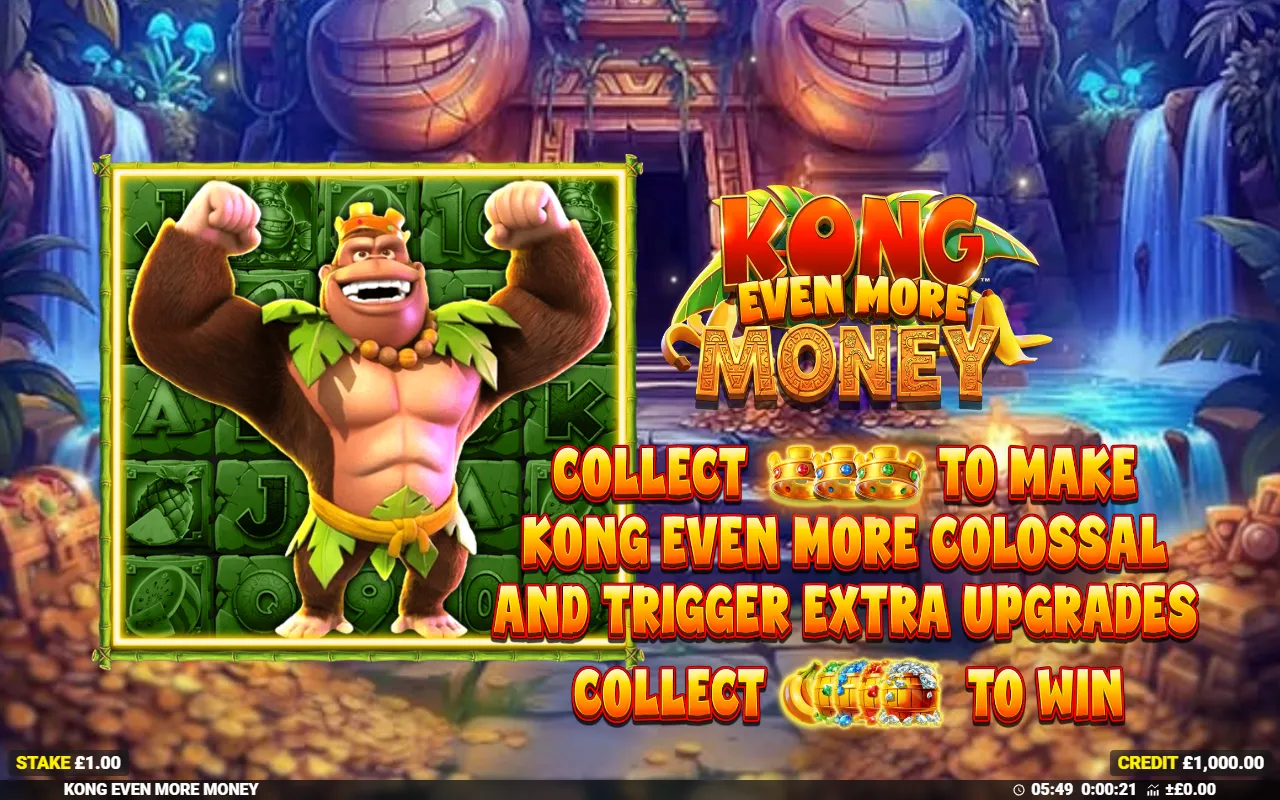 The game's intro screen explaining that crowns grow Colossal Kong