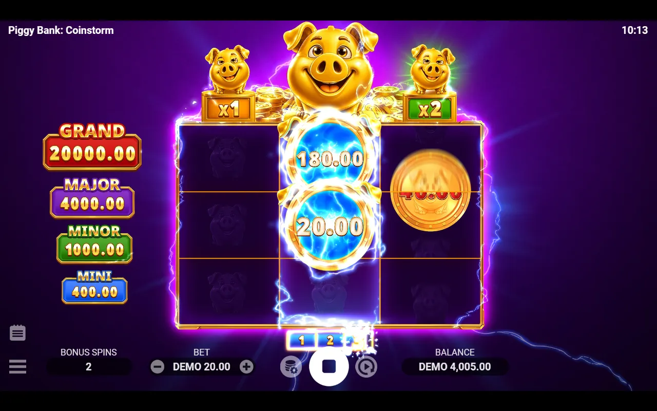 Bonus round board with the collector orb holding a running total of 180