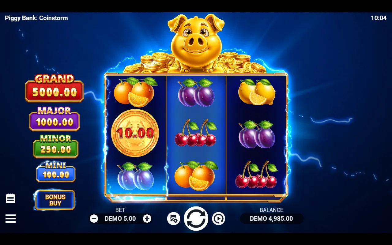 A ten times coin on an outer reel with no orb in the centre of the grid