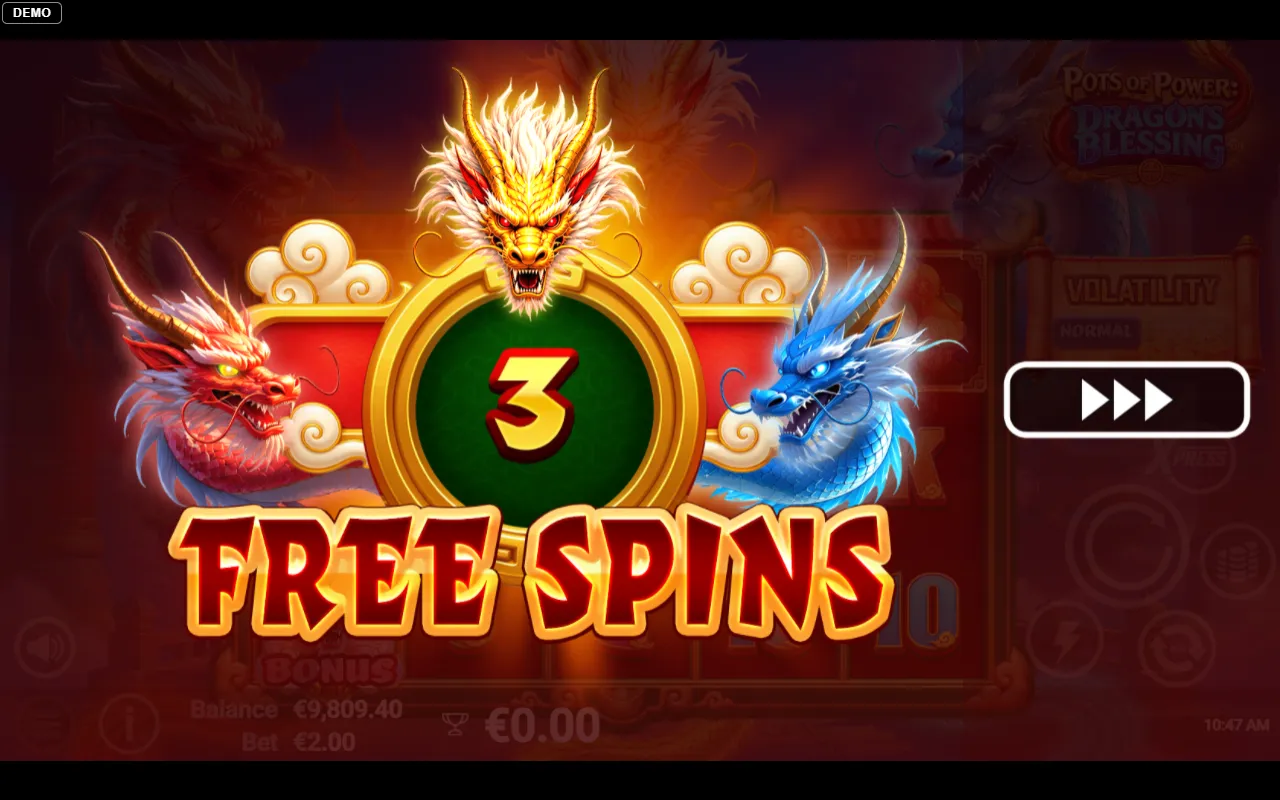 Start of the hold and win round showing the large empty board and three respins