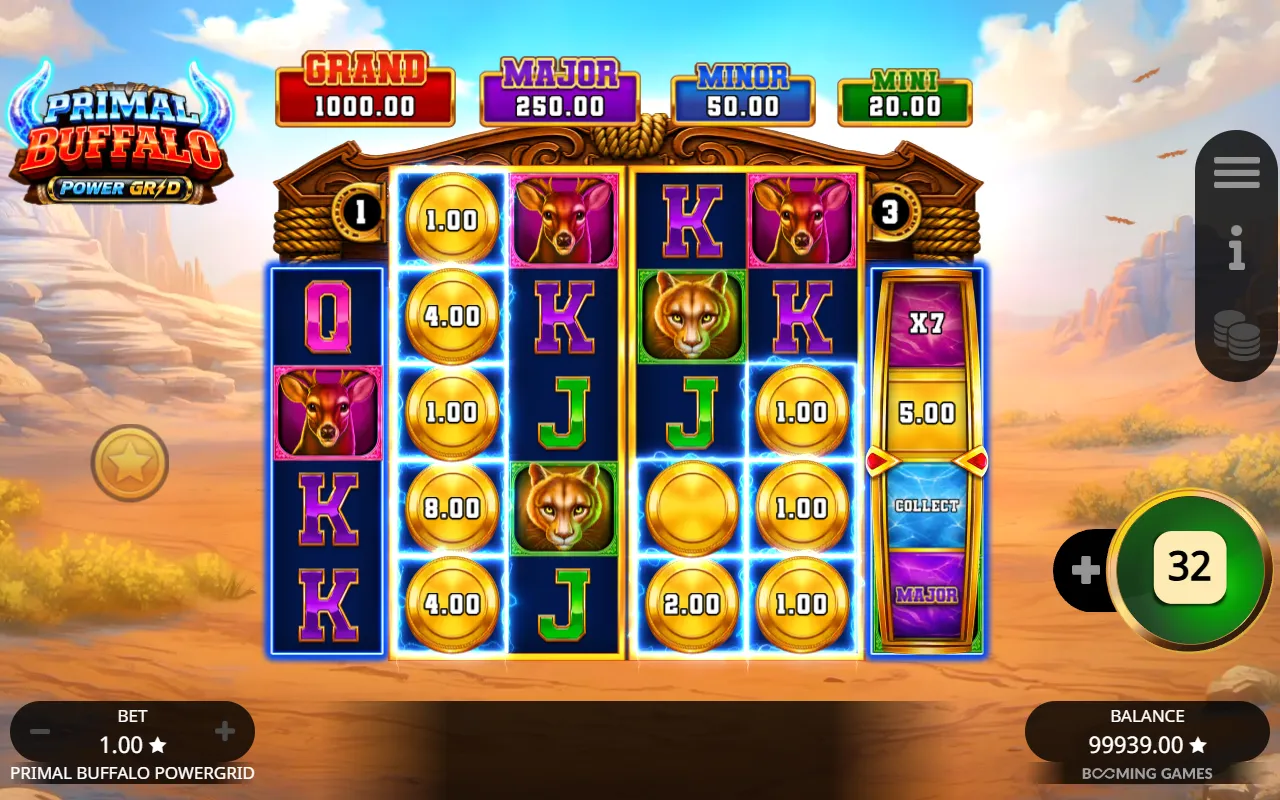 Ultra Prize Reel strip spinning on reel 6 showing x7, a coin, COLLECT and MAJOR