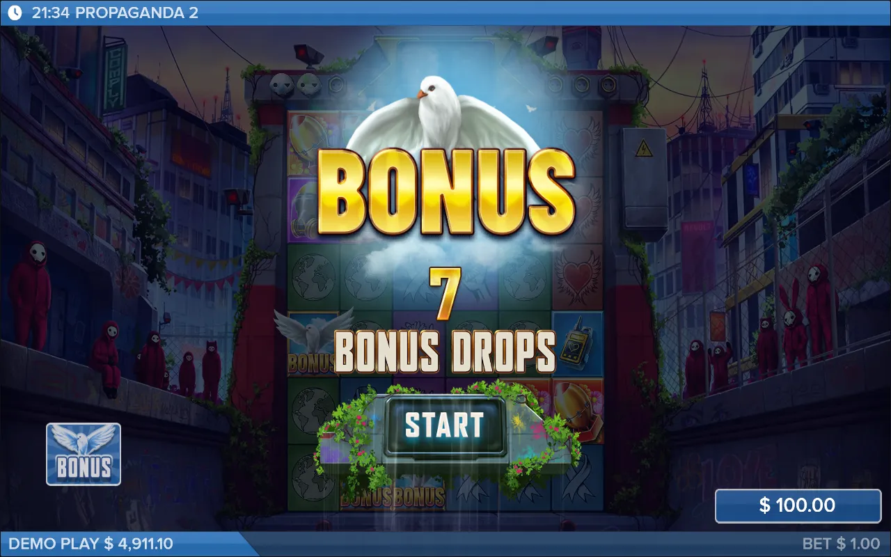 The bonus intro card showing seven drops