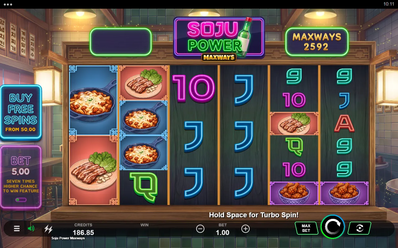A tall Maxways board showing 2,592 ways to win with nothing connected