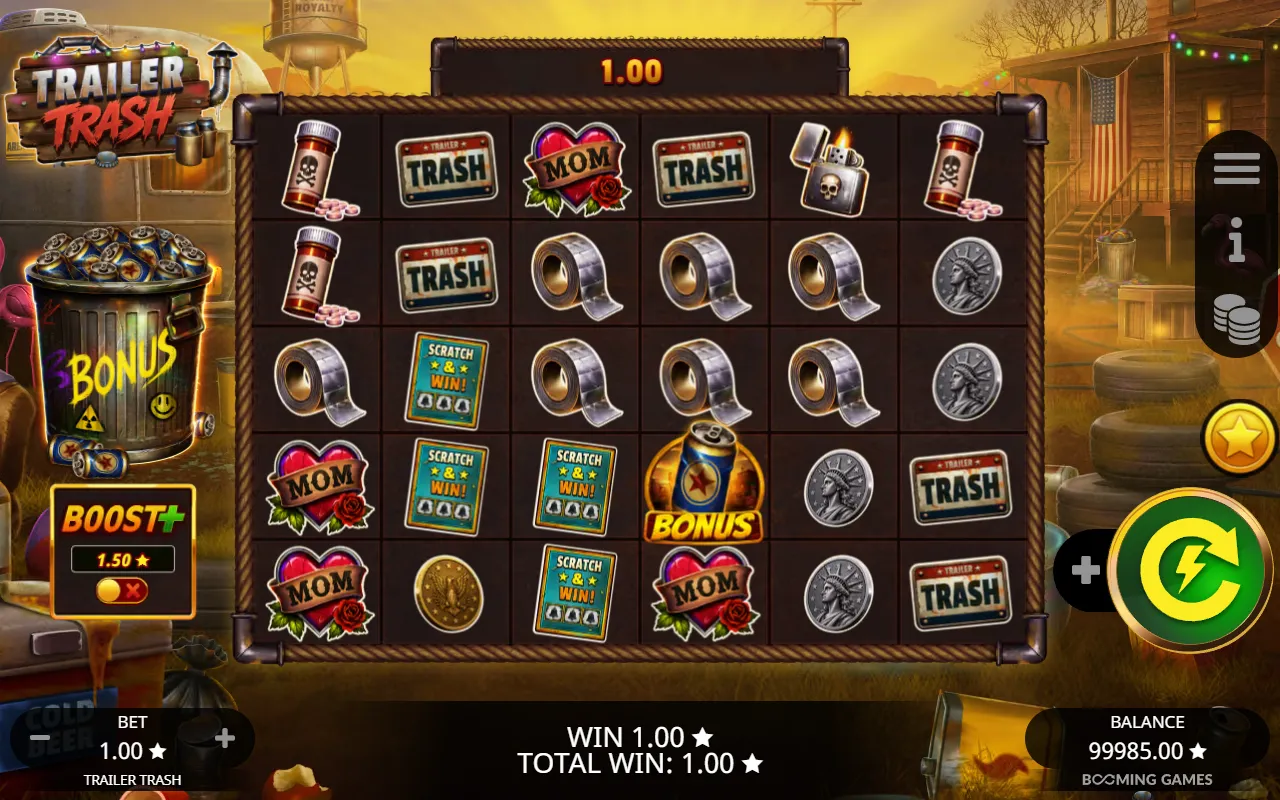 Trailer Trash 6x5 grid with eight Lighters paying in one cascade