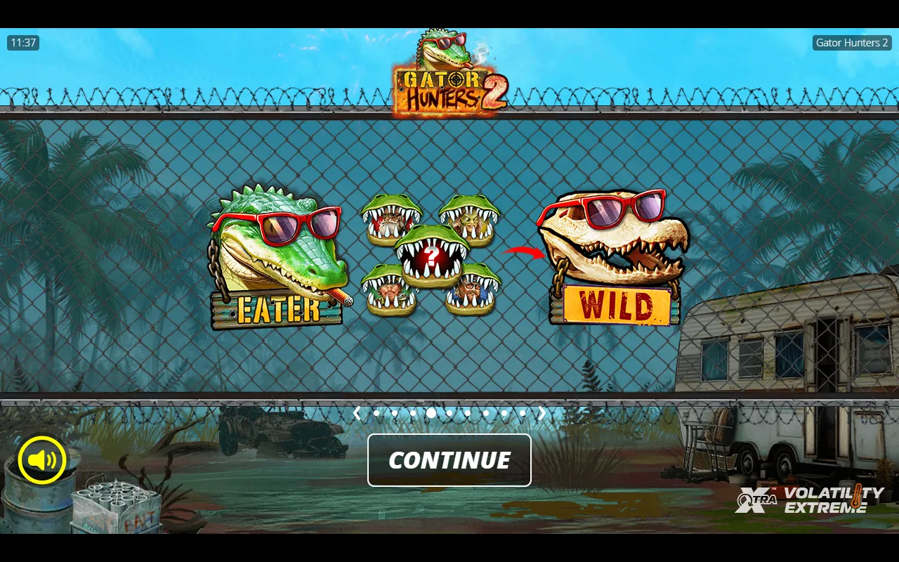Gator Hunters 2 intro screen showing the Eater symbol turning into a Wild