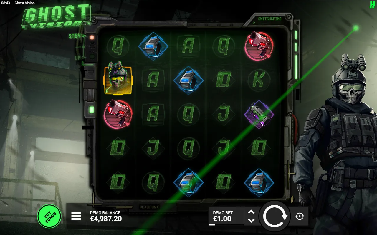 Ghost Vision base game board with a Soldier and two Pistols that connect on no line