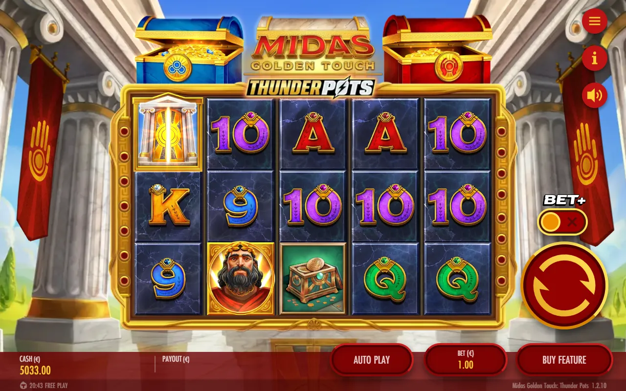 A blue scatter on reel 1 with the blue chest open above the reels and no bonus