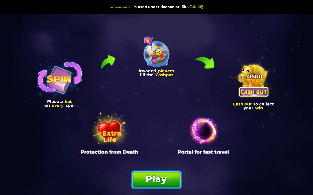 Orbital Rush start screen with the space duck tutorial and the Cash Out button
