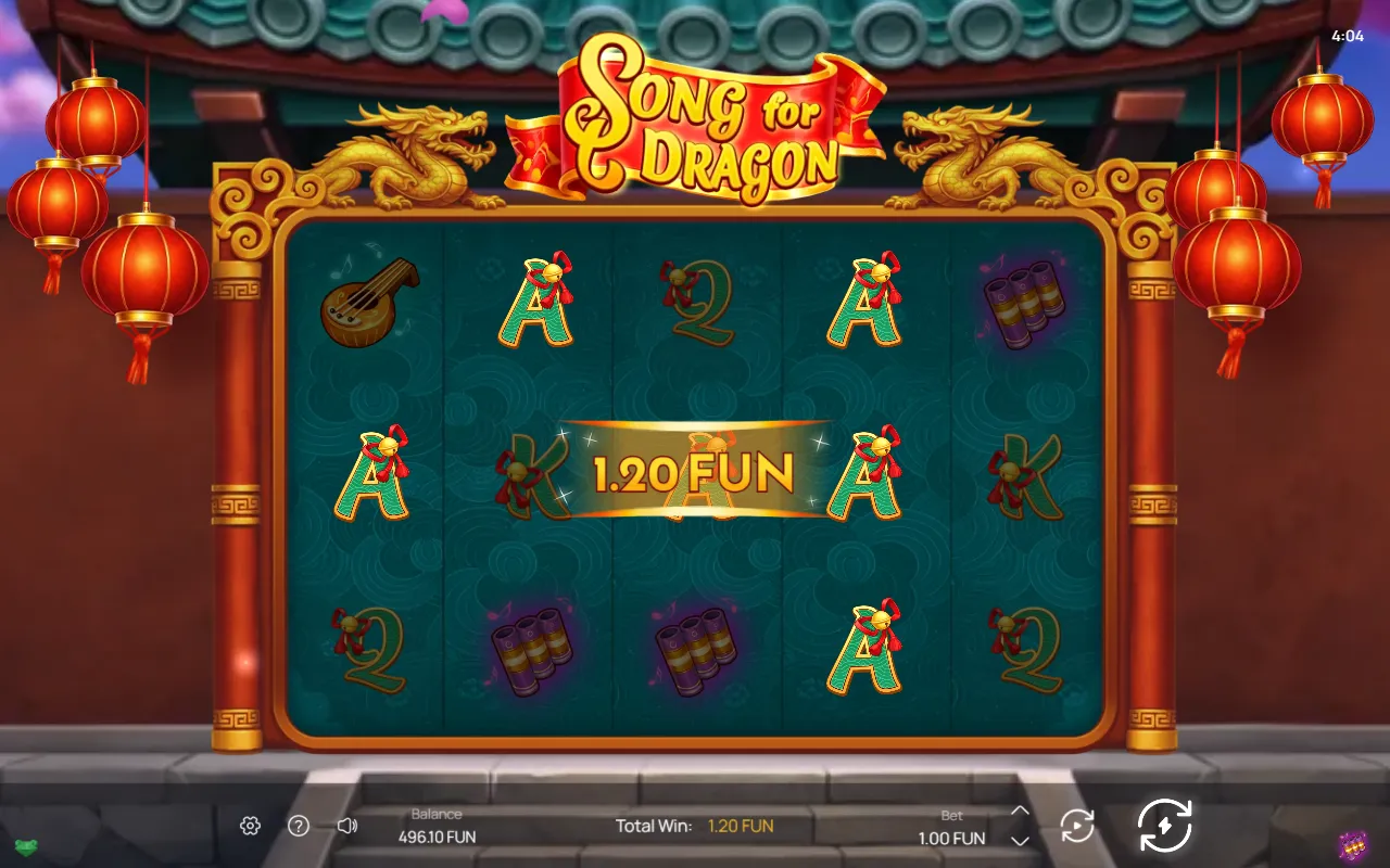 Song for Dragon base game with Aces lined up across four reels